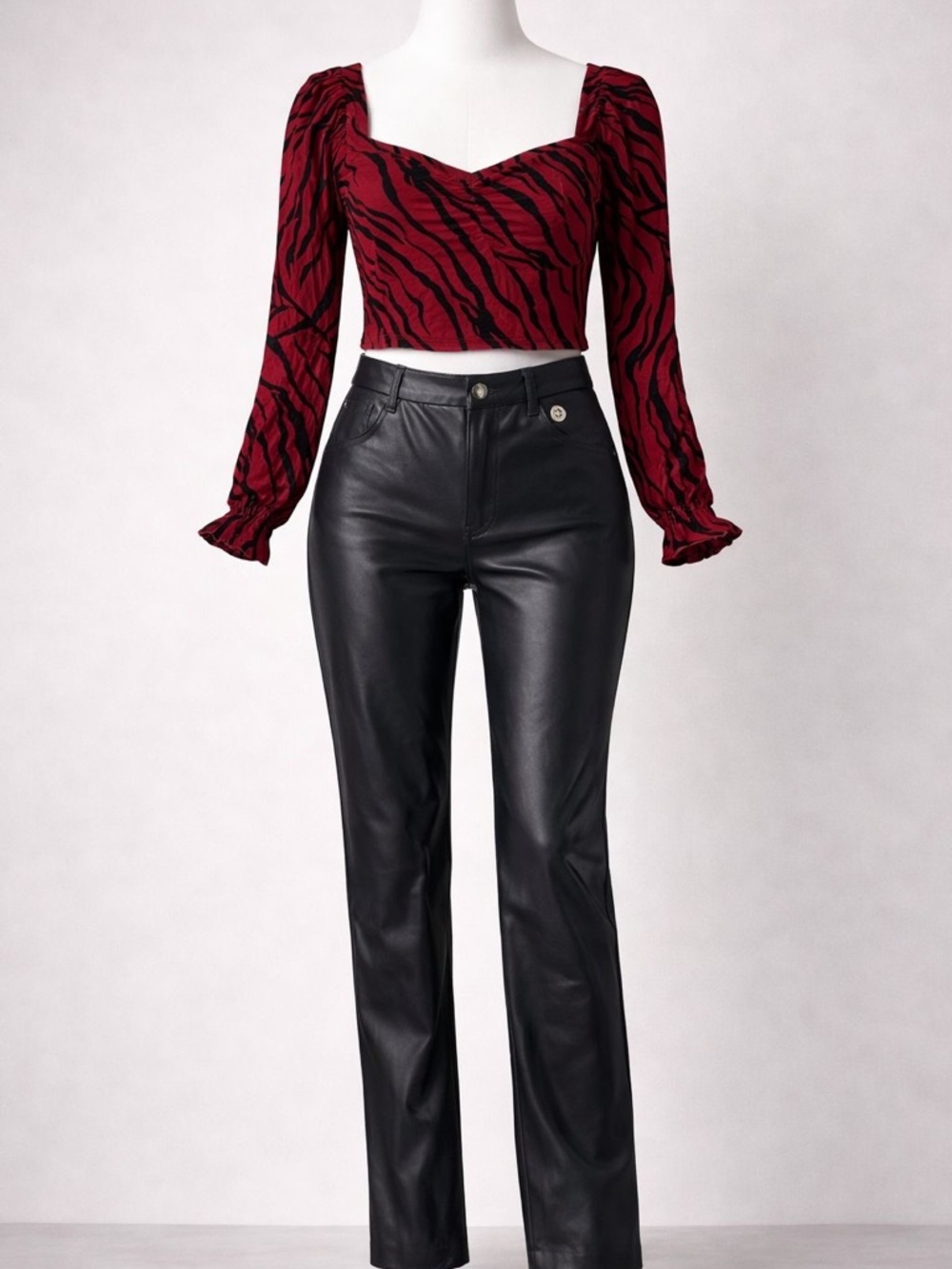 Michael Kors Black Faux Leather Straight-Leg Pants